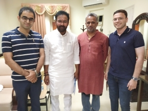 Union Minister of State for Home Affairs, Shri. Kishan Reddy with Dr. Edmond Fernandes, CEO, CHD Group