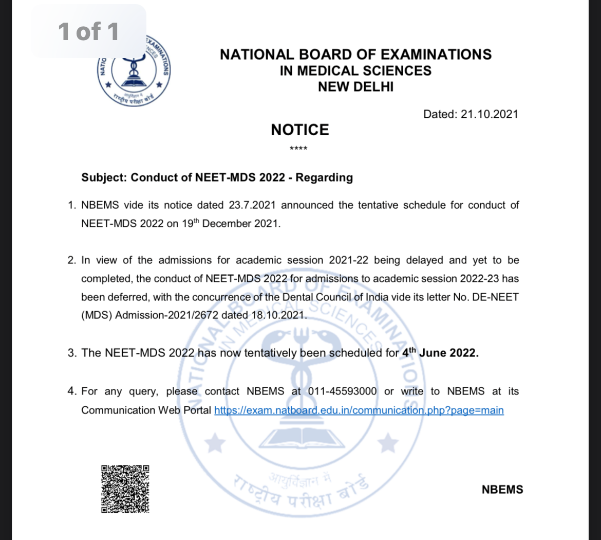 Govt of India must postpone NEET MDS 2022 immediately